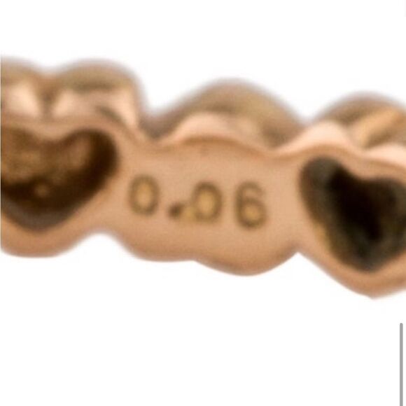 ETERNITY BAND RING HEARTS 18K GOLD & DIAMONDS ROSE GOLD STACK WEDDING LOVE 2.8mm - Picture 12 of 12